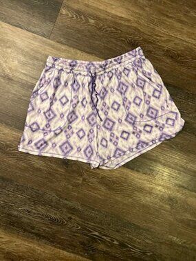 Women's Croft & Barrow intimates Shorts, Size L Purple Geo pattern pockets, NICE